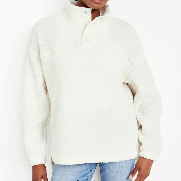 NWT OLD NAVY Step-Hem Sherpa Tunic Pullover Color: Creme De La Creme X-Large - Picture 1 of 5